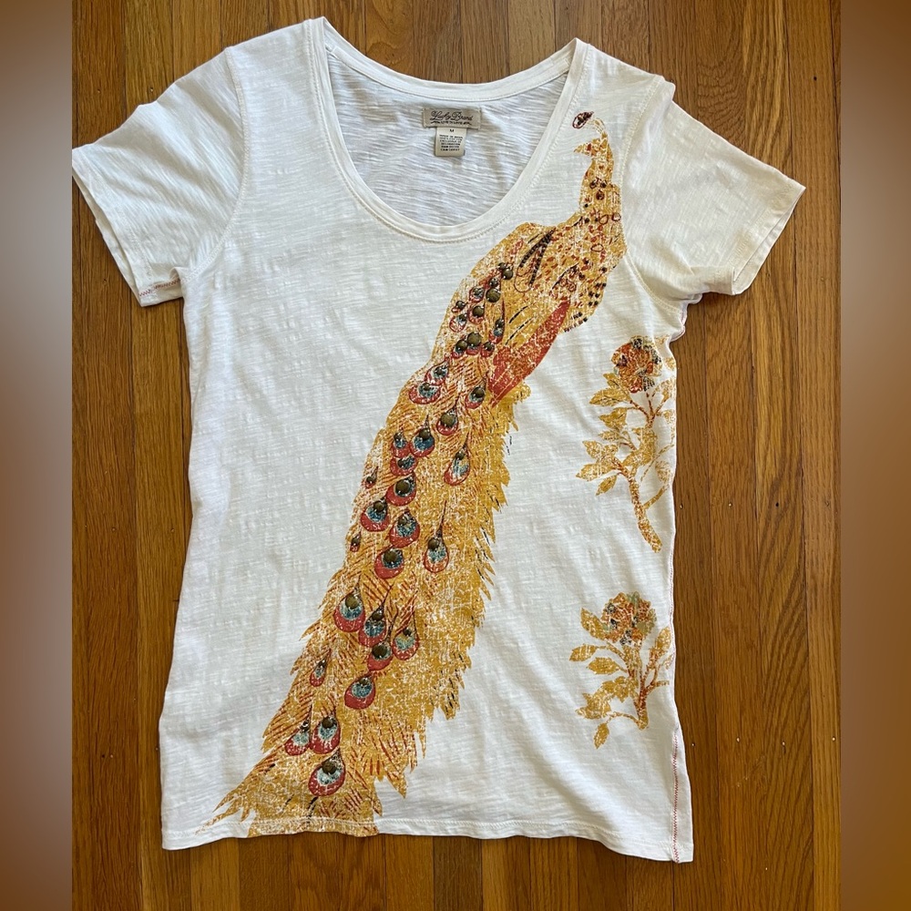 Lucky Brand Beige Peacock Top - Medium